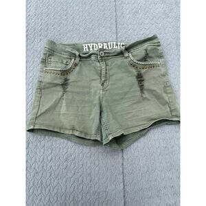 Hydraulic Shorts Size 13/14 Sage Olive Green Distressed Bling Pockets